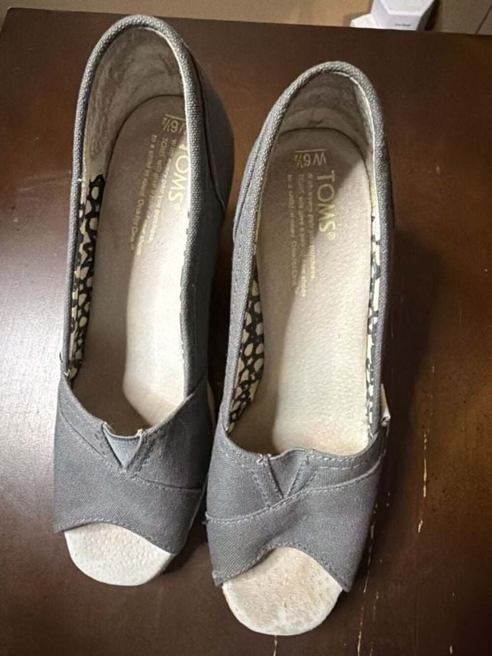 TOMS Calypso Canvas Peep Toe Espadrille Wedges